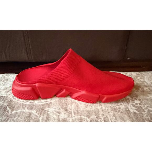 $925 NIB Balenciaga Speed Mule Tomato Red Knit Slip-On Sneakers Shoes 12(45) main image 7